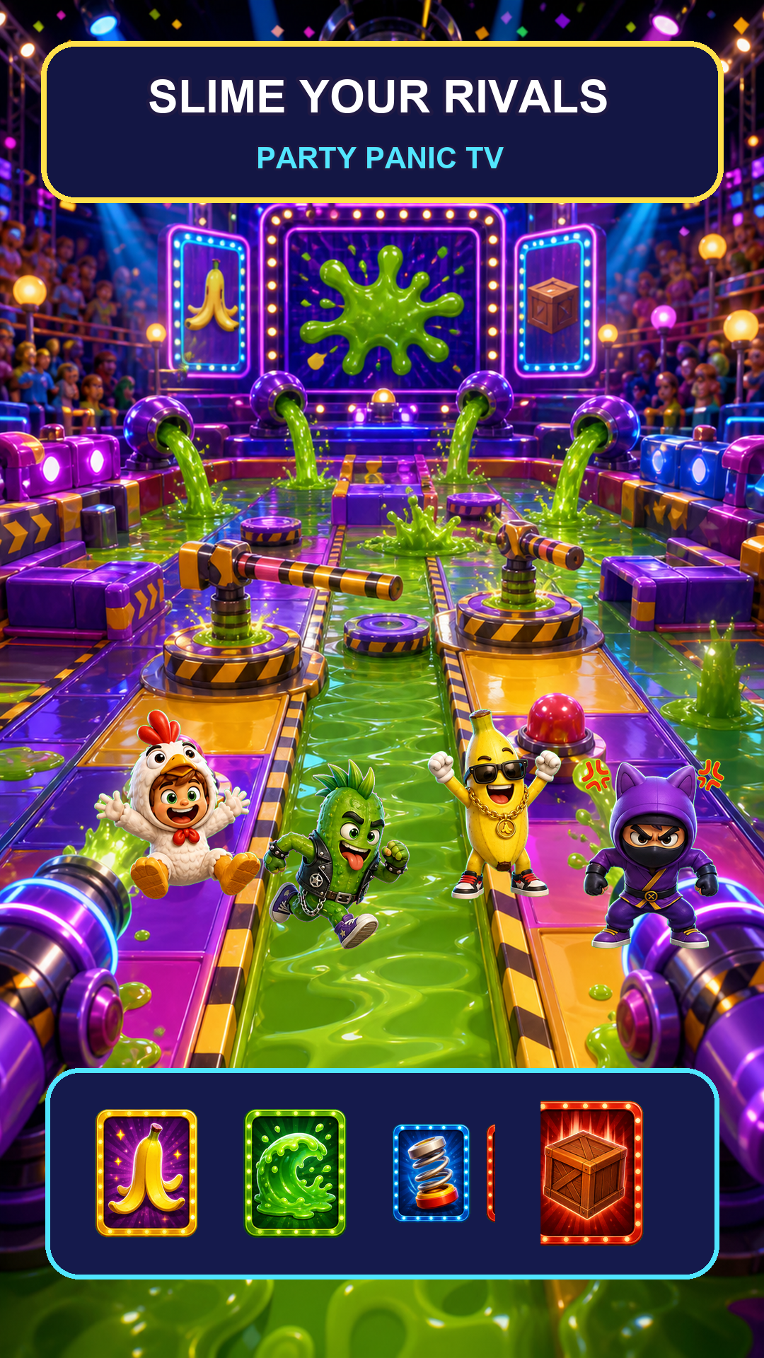 Slime Surge arena with hazards and bright show lights