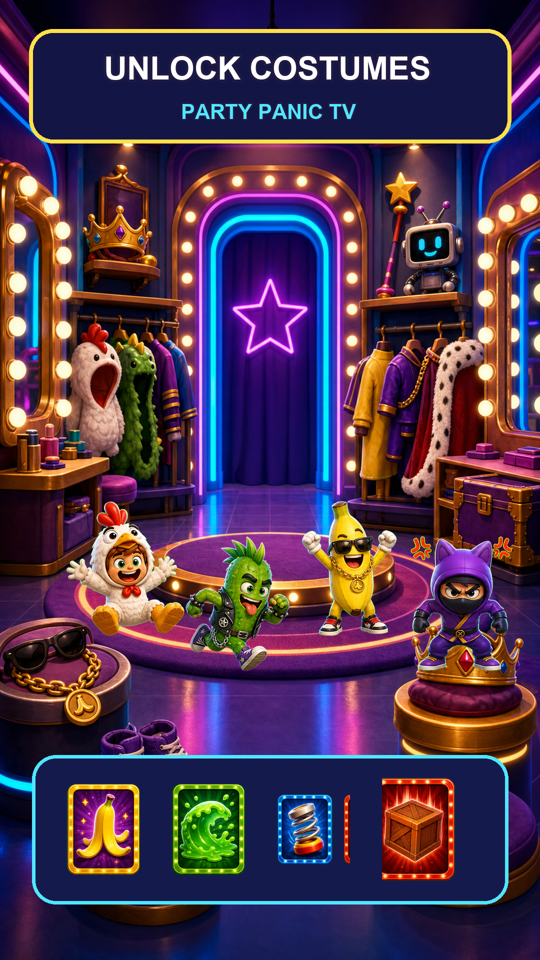 Cosmetics screen with unlockable characters